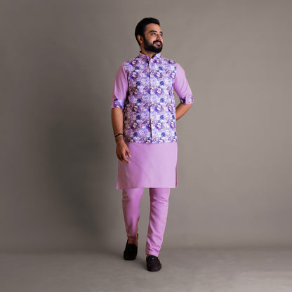 Cherry Lilac Blosson Kurta Jacket Set