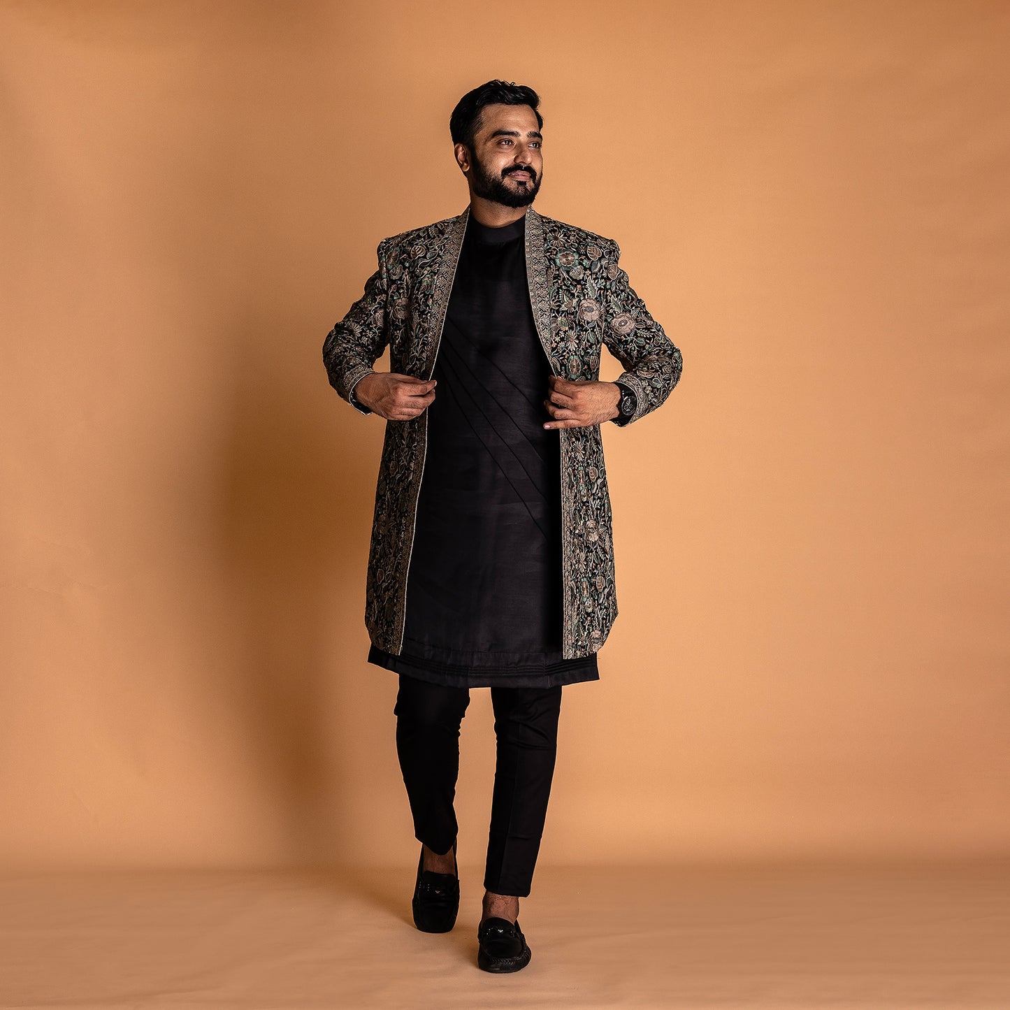 Black Indo-western kurta set