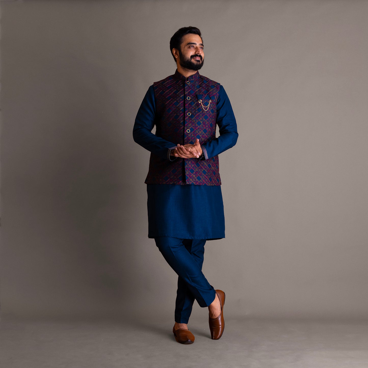 Bottle Green Kurta Jacket Ensemble