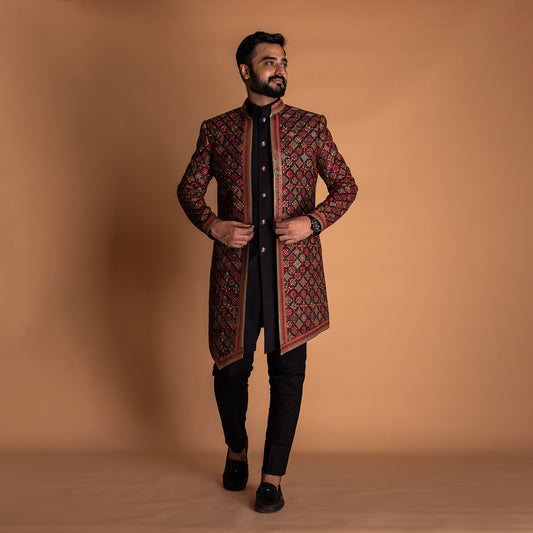 Men’s Black Indo-Western Kurta Set