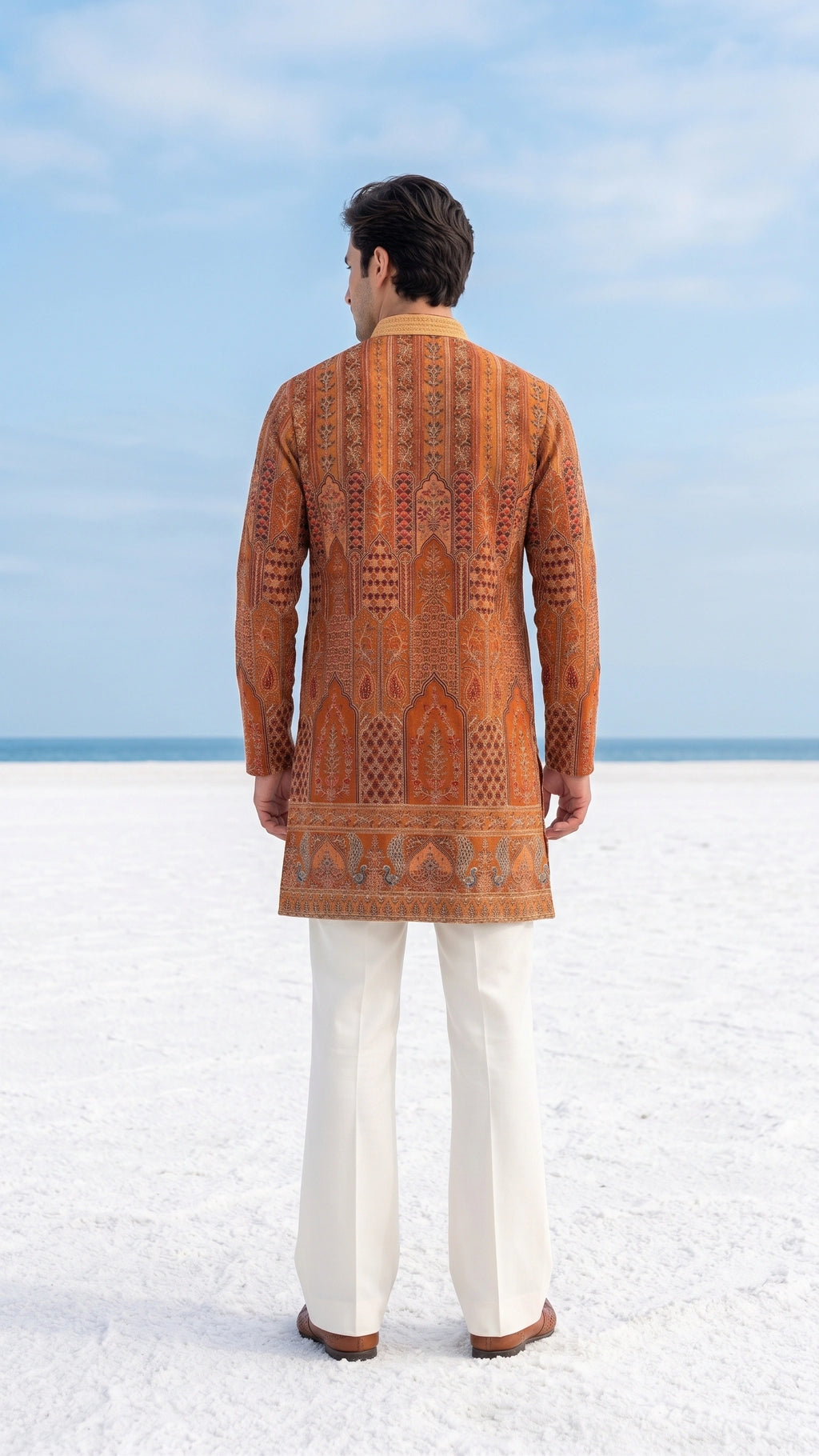The Rust Amber Embroidered Jharokha Kurta Set