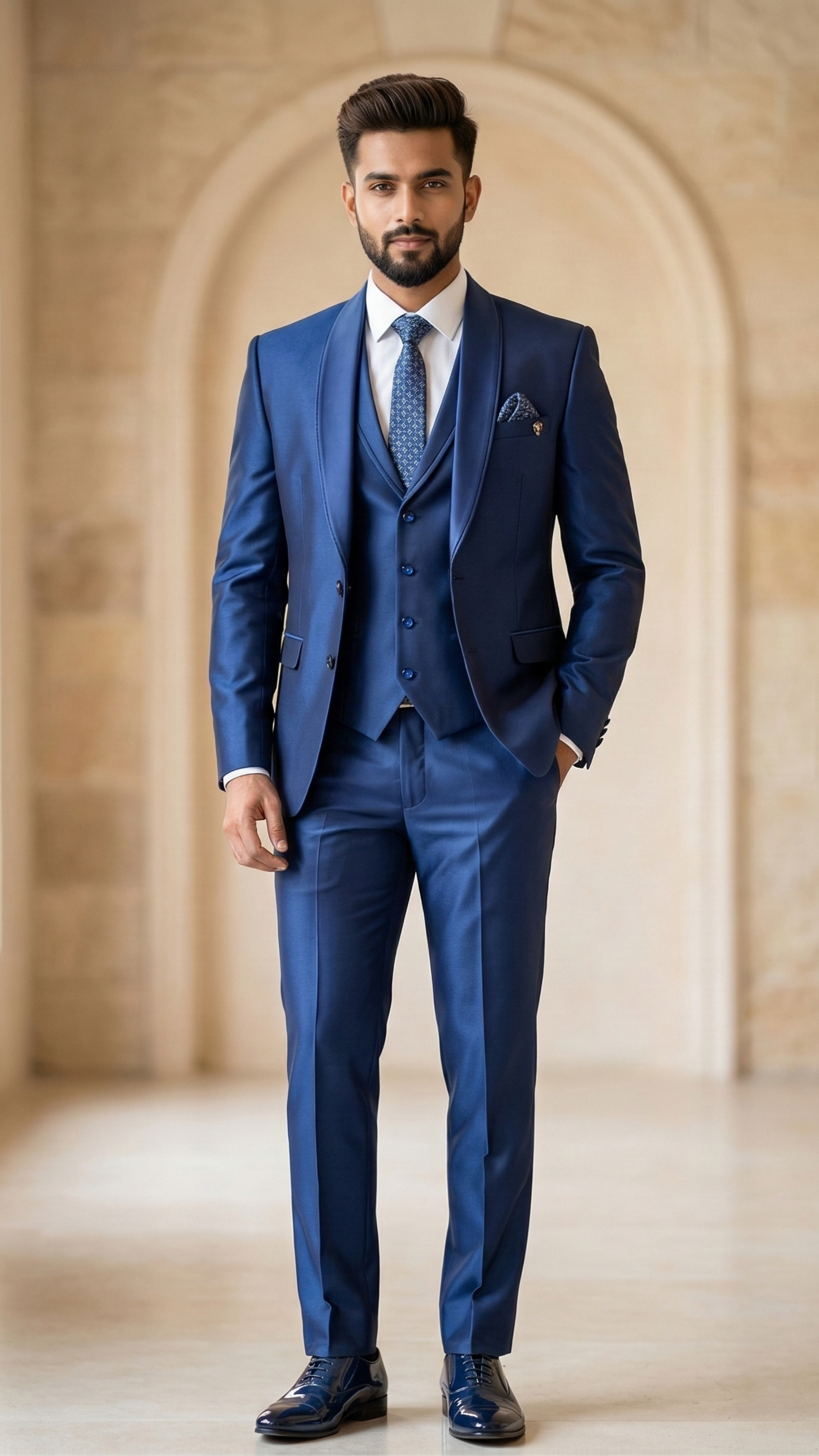 Royal Blue Silk-Finish 5-Piece Tuxedo