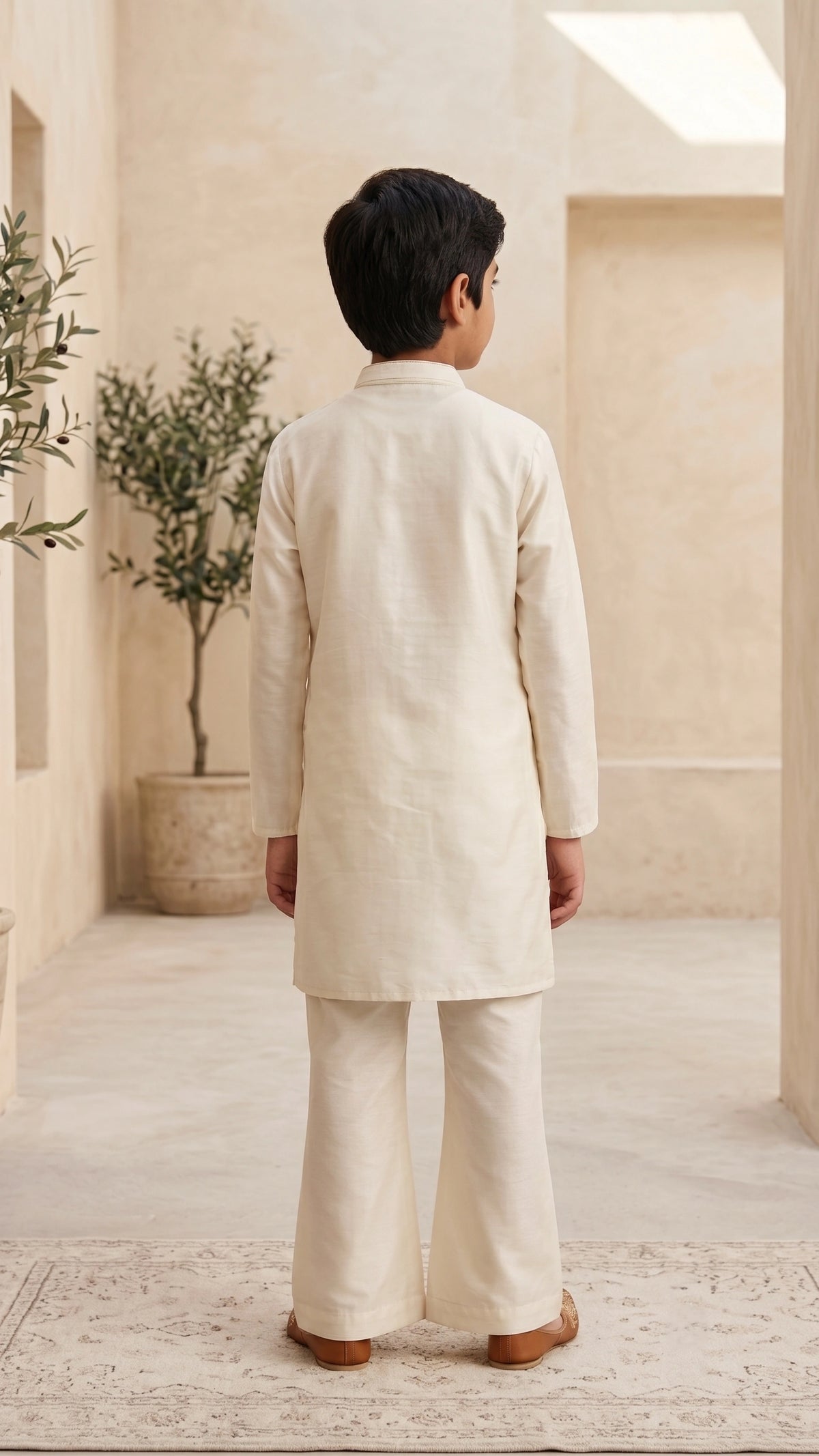 vory Heritage Embroidered Festive Kurta & Broad-Leg Bottom Set for Boys