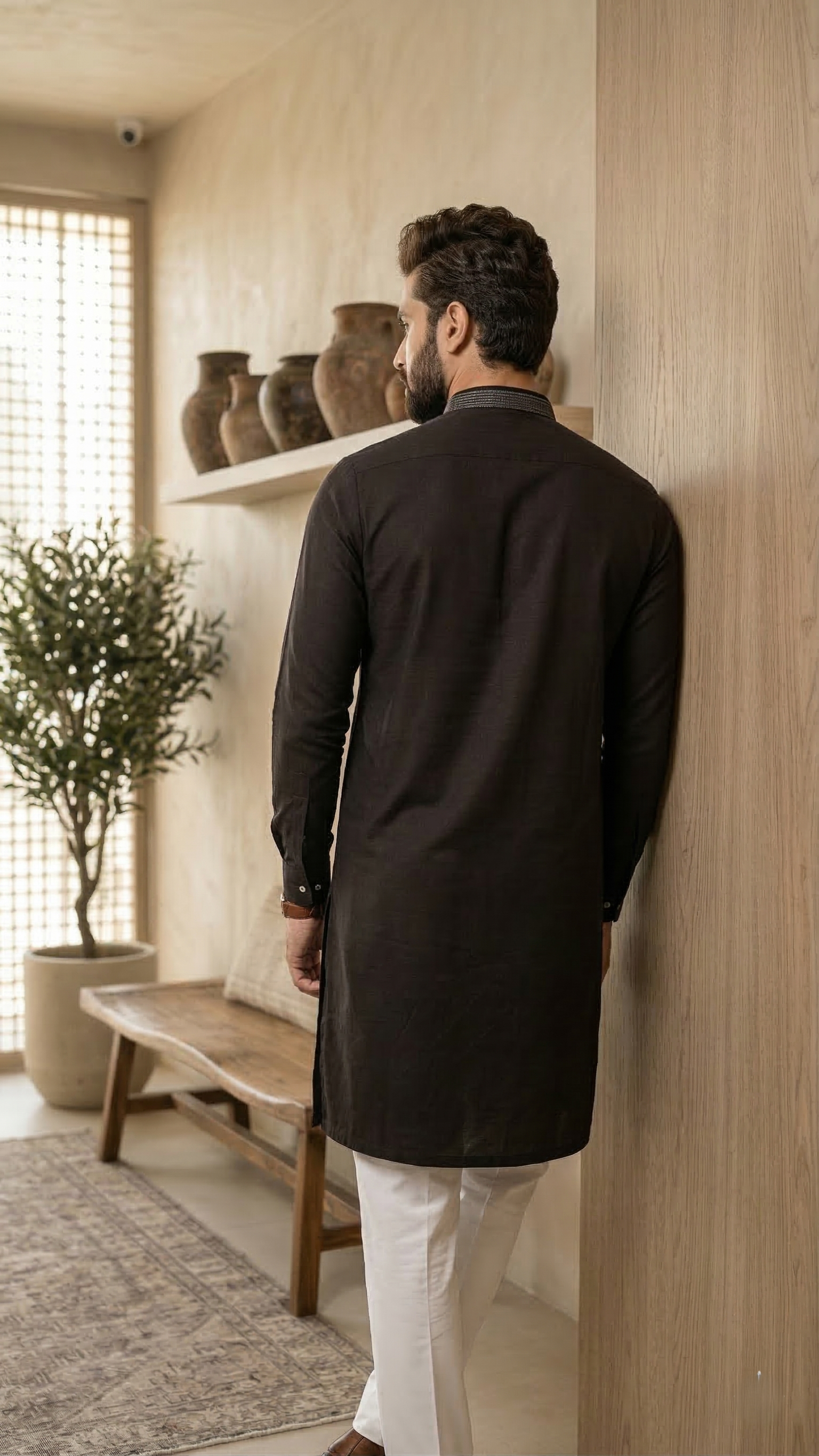 Midnight Onyx Embroidered Designer Kurta