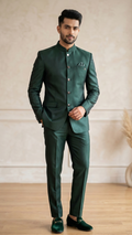 Men’s Emerald Green Italian-Cut Jodhpuri Suit