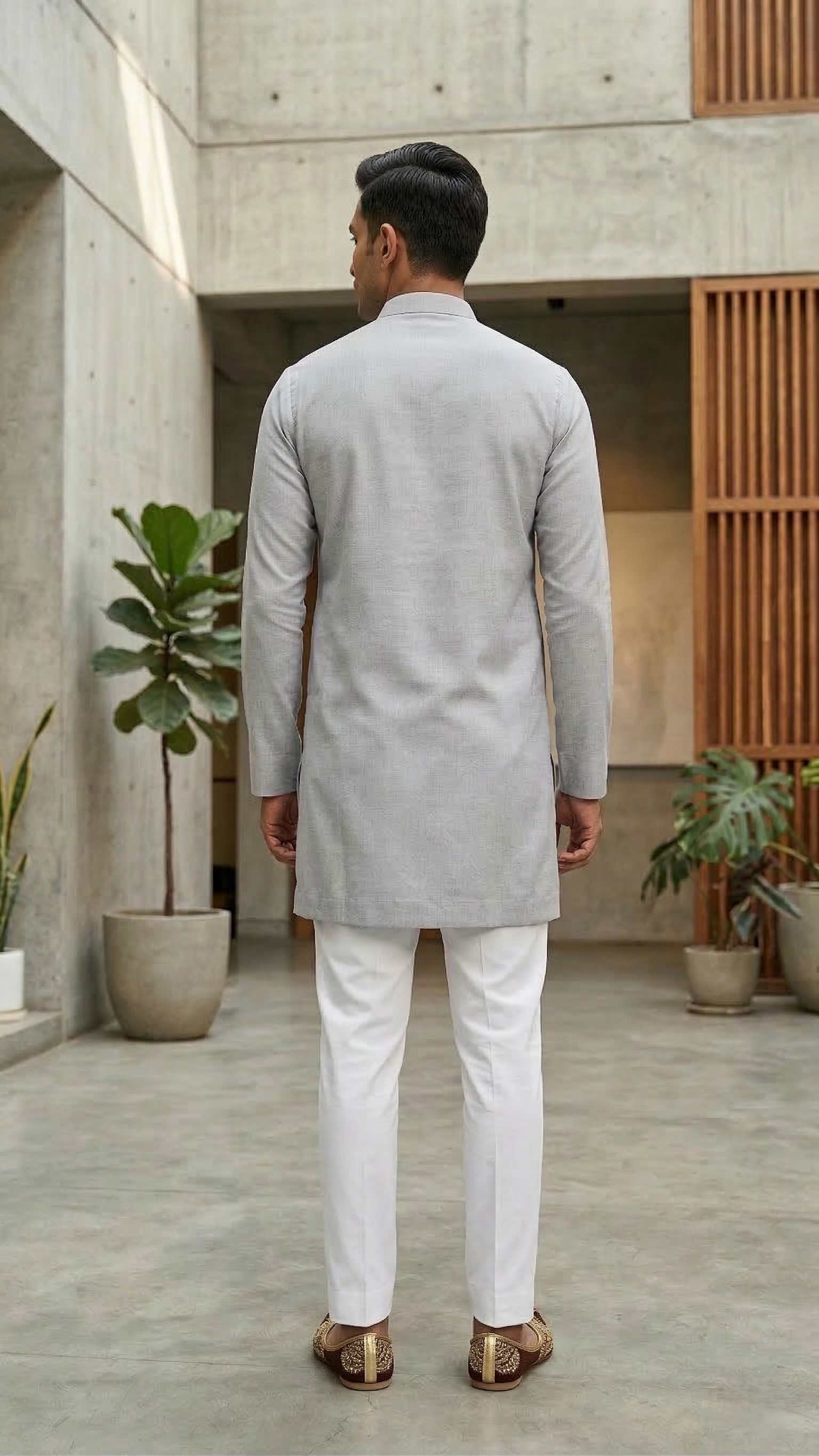 Steel Grey Modern Zippered Kurta