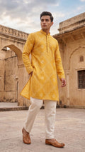Mustard Yellow Bandhani Printed Pure Cotton Kurta