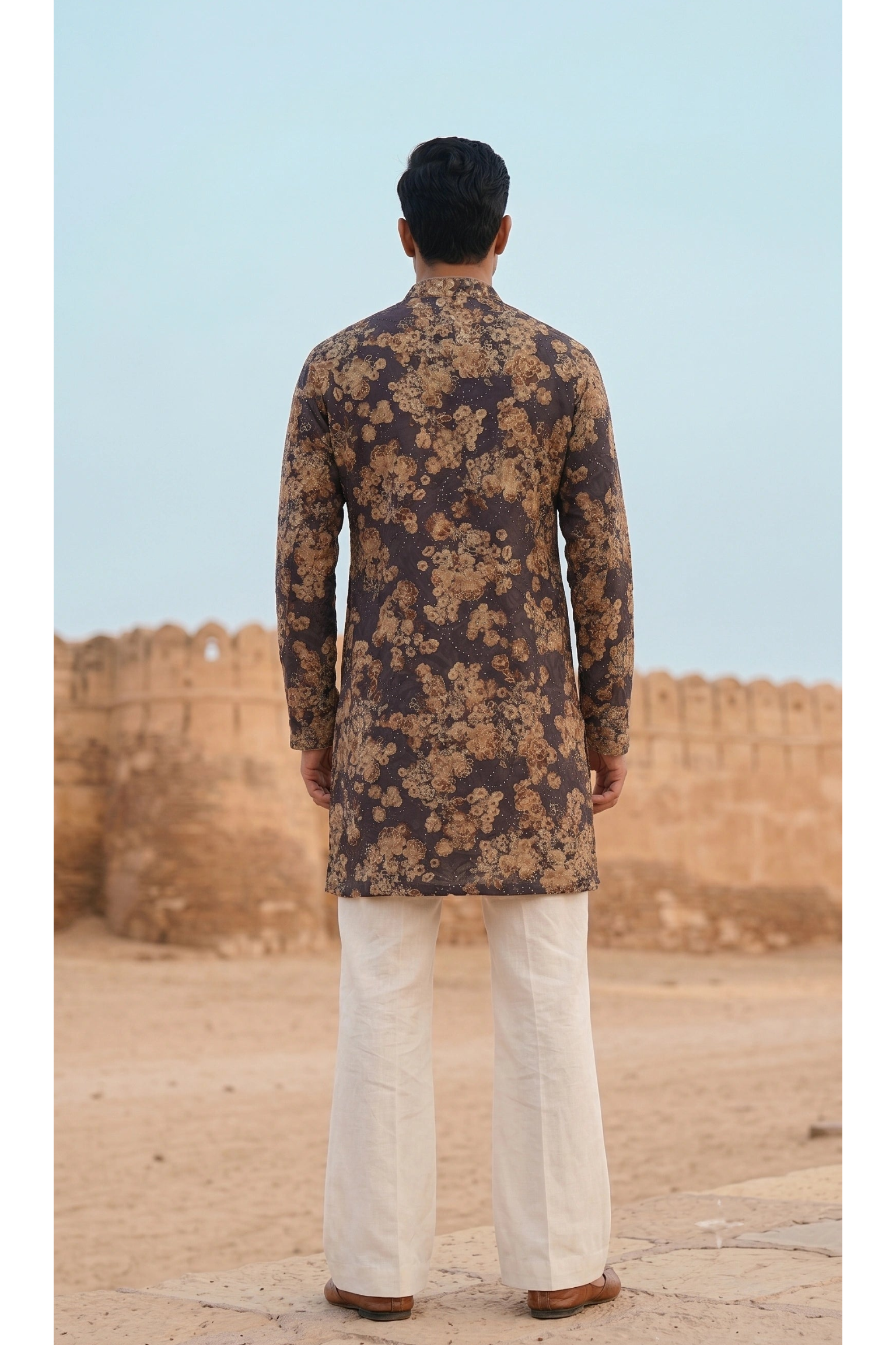 Earthy Bloom Sequin-Embellished Designer Short Kurta