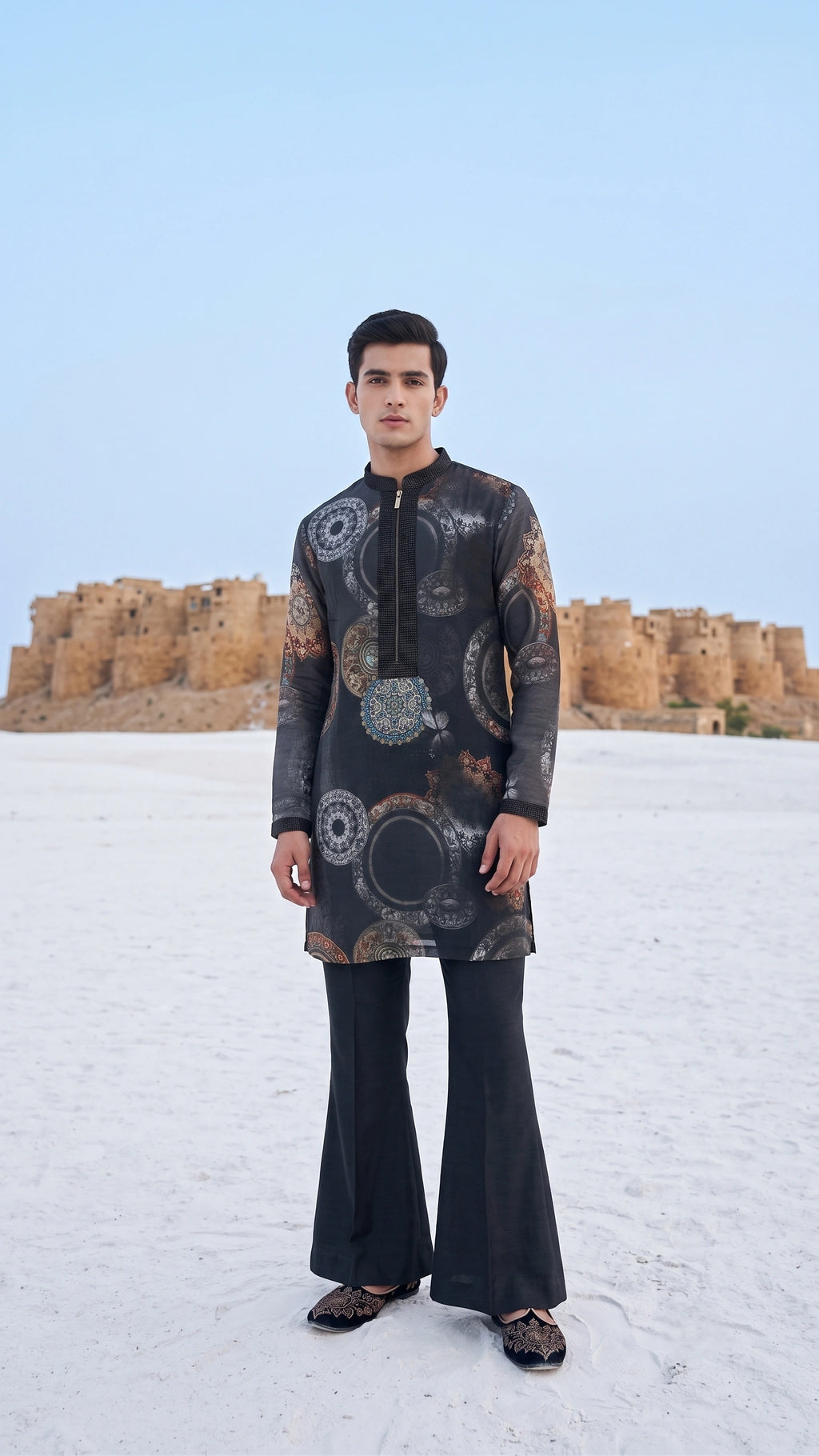 The Obsidian Orbit Kurta Set with Flared Trousers