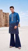 Midnight Azure Ombre Sequin Embroidered Kurta Setv