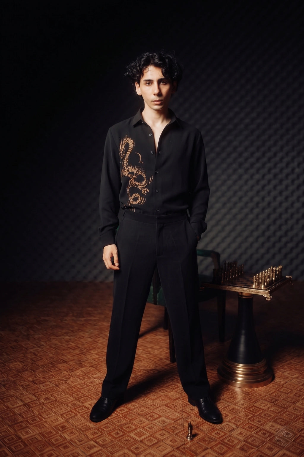 Midnight Dragon Embroidered Signature Shirt