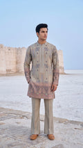 Sage & Muted Slate Geometric Paisley Short Kurta Set