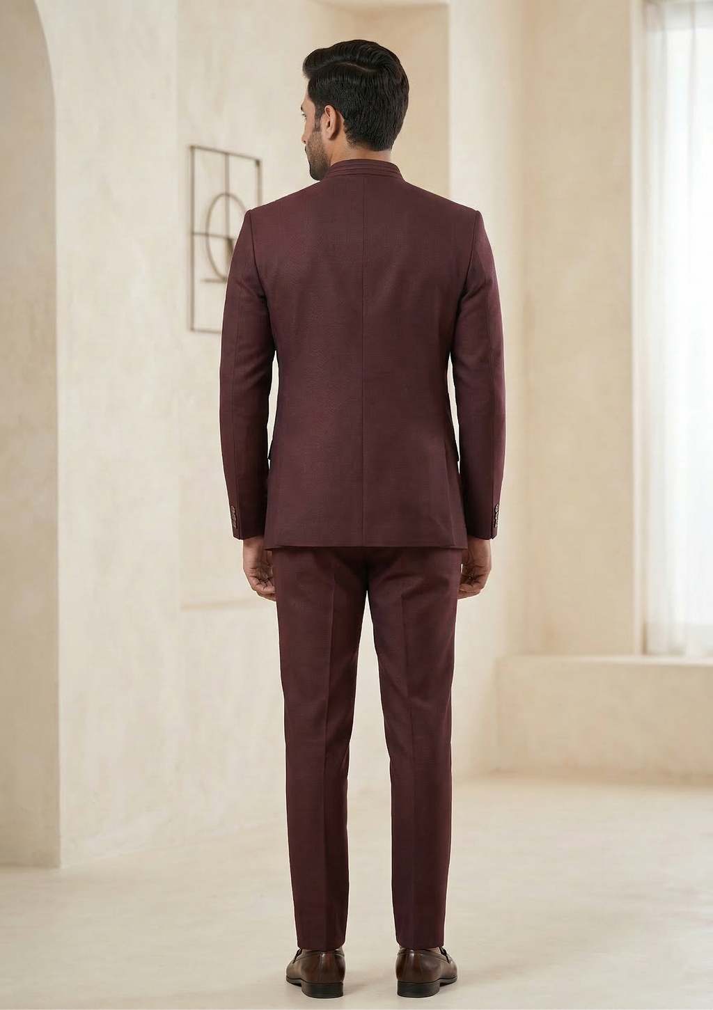 Men’s Wine Wine-Toned Classic Bandhgala Jodhpuri Suit