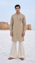 Earthy Elegance: Sand Beige Embroidered Pocket Kurta