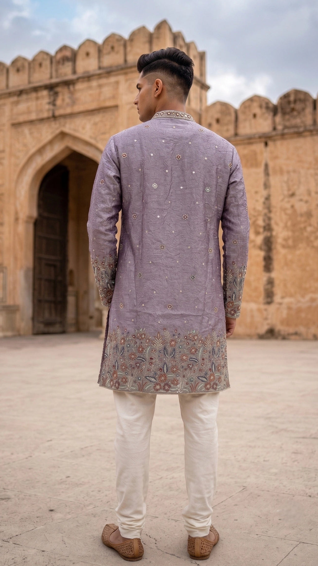 Lavender Haze Embroidered Designer Kurta for Men