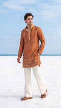 The Rust Amber Embroidered Jharokha Kurta Set