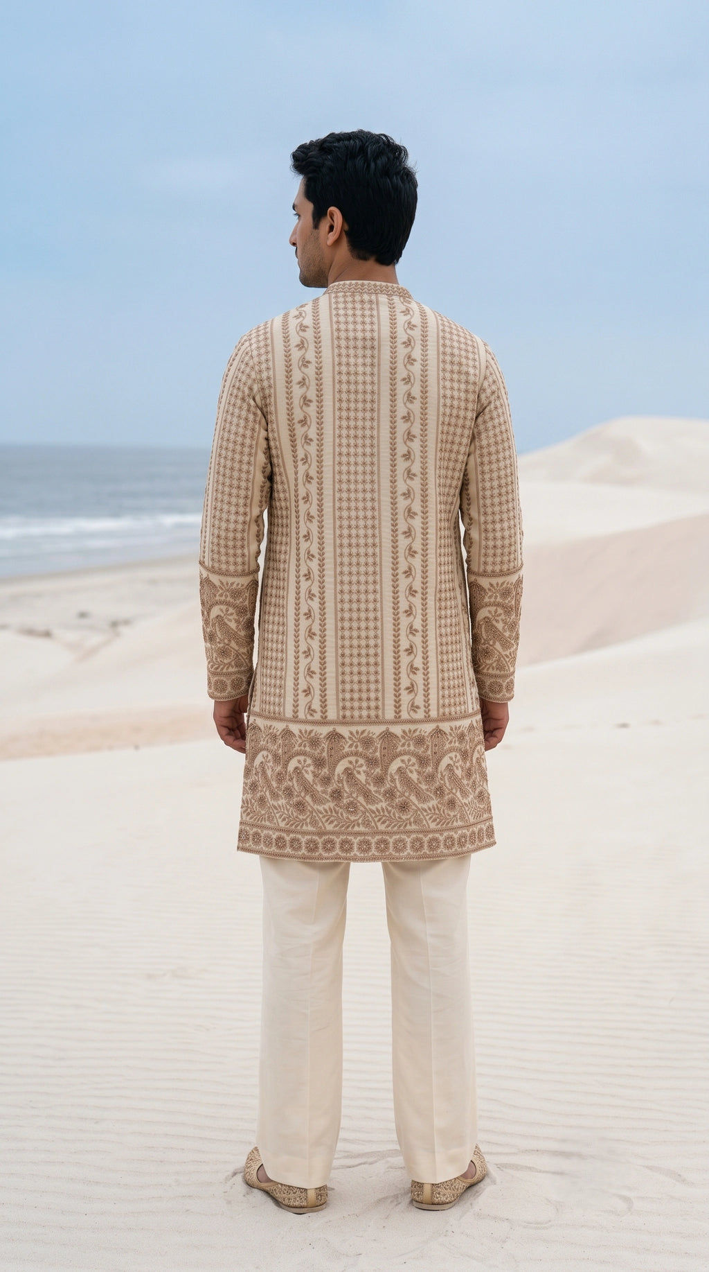 The Ivory Noor Dori-Embroidered Short Kurta Set