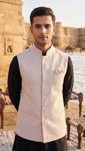 Men's Textured Beige Nehru Jacket