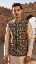 Regal Emerald Patola Print Nehru Jacket