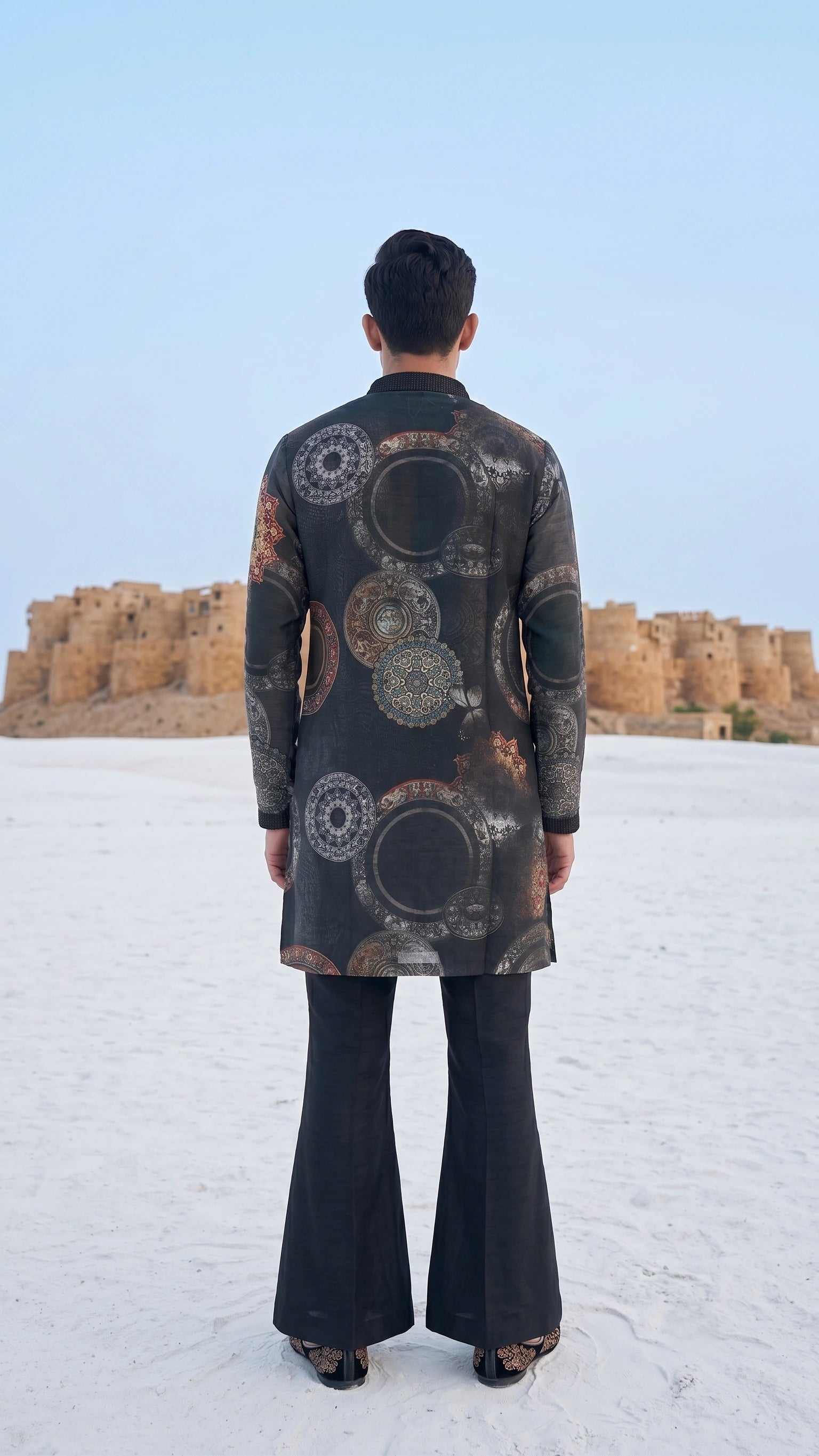 The Obsidian Orbit Kurta Set with Flared Trousers