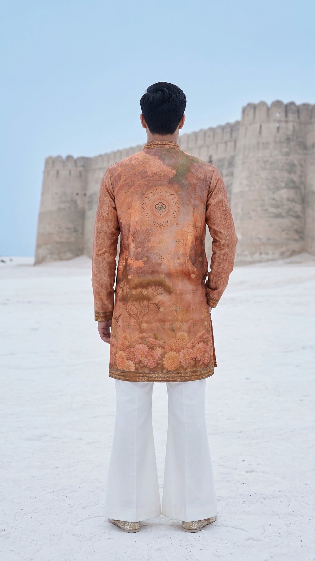 Sunkissed Ochre Floral Tapestry Kurta for men