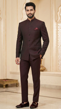 Elegant Wine Textured Jodhpuri Suit