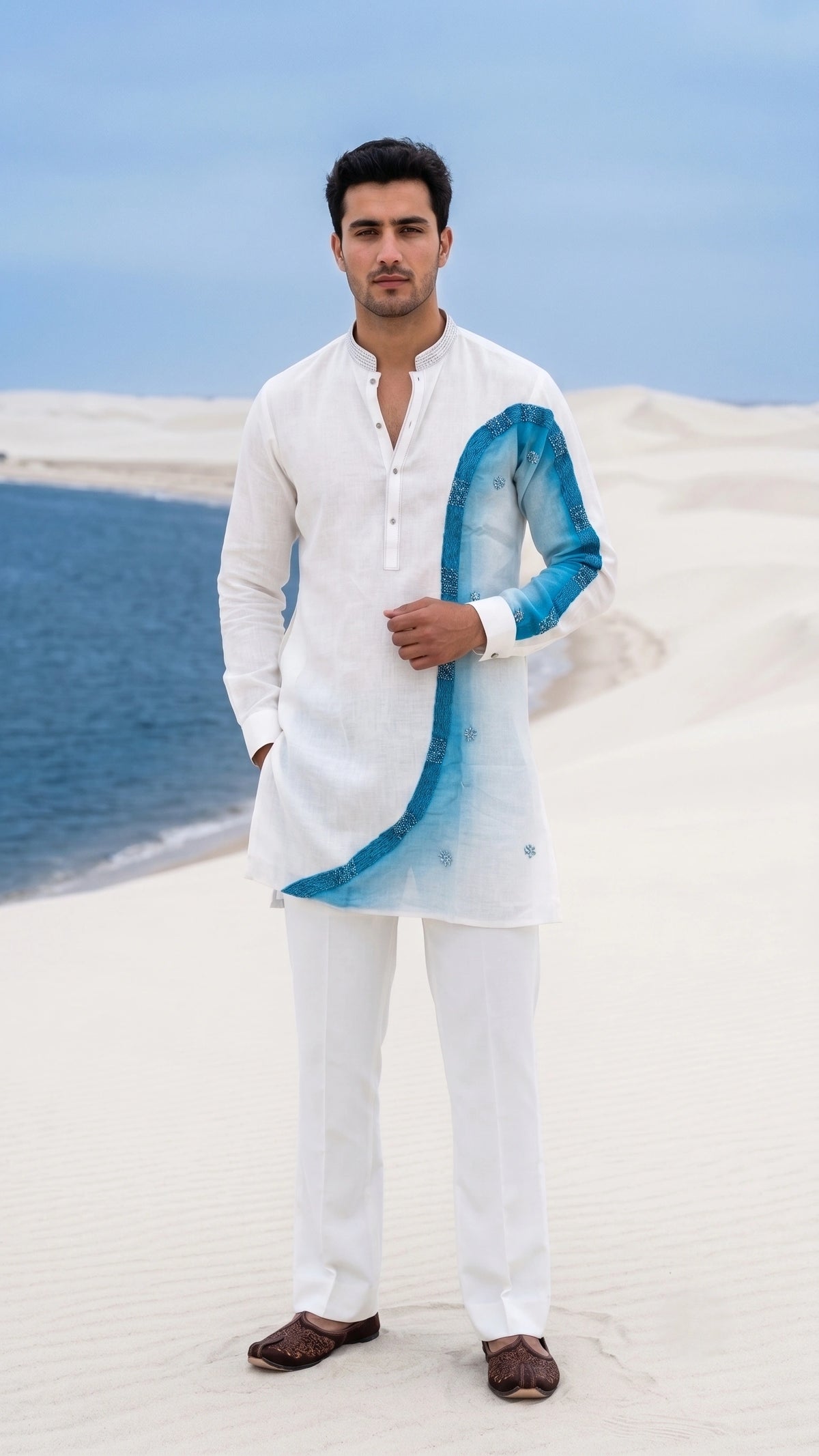 The Aegean Wave Embroidered Kurta Set