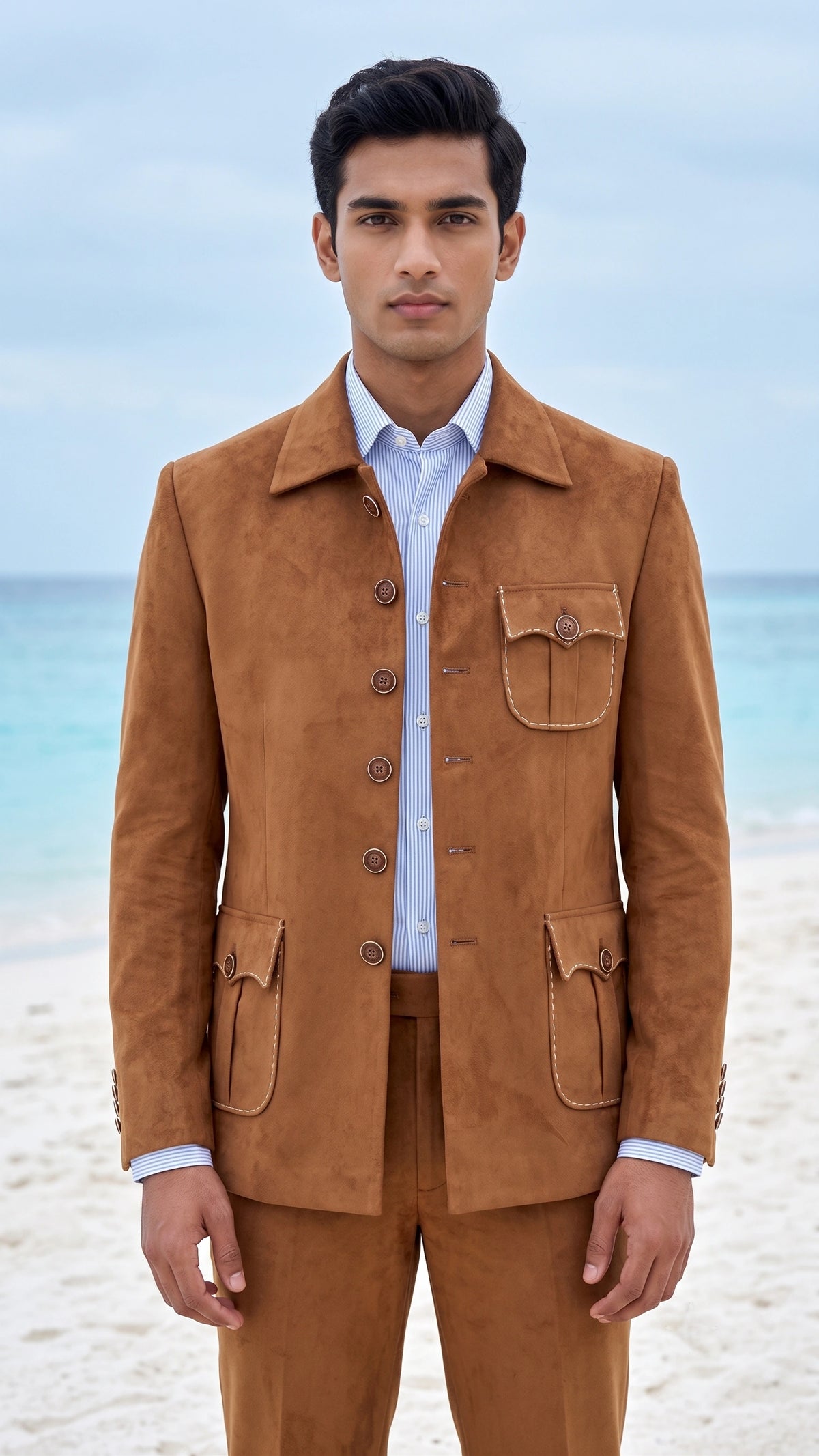 The Cognac Suede Safari Blazer