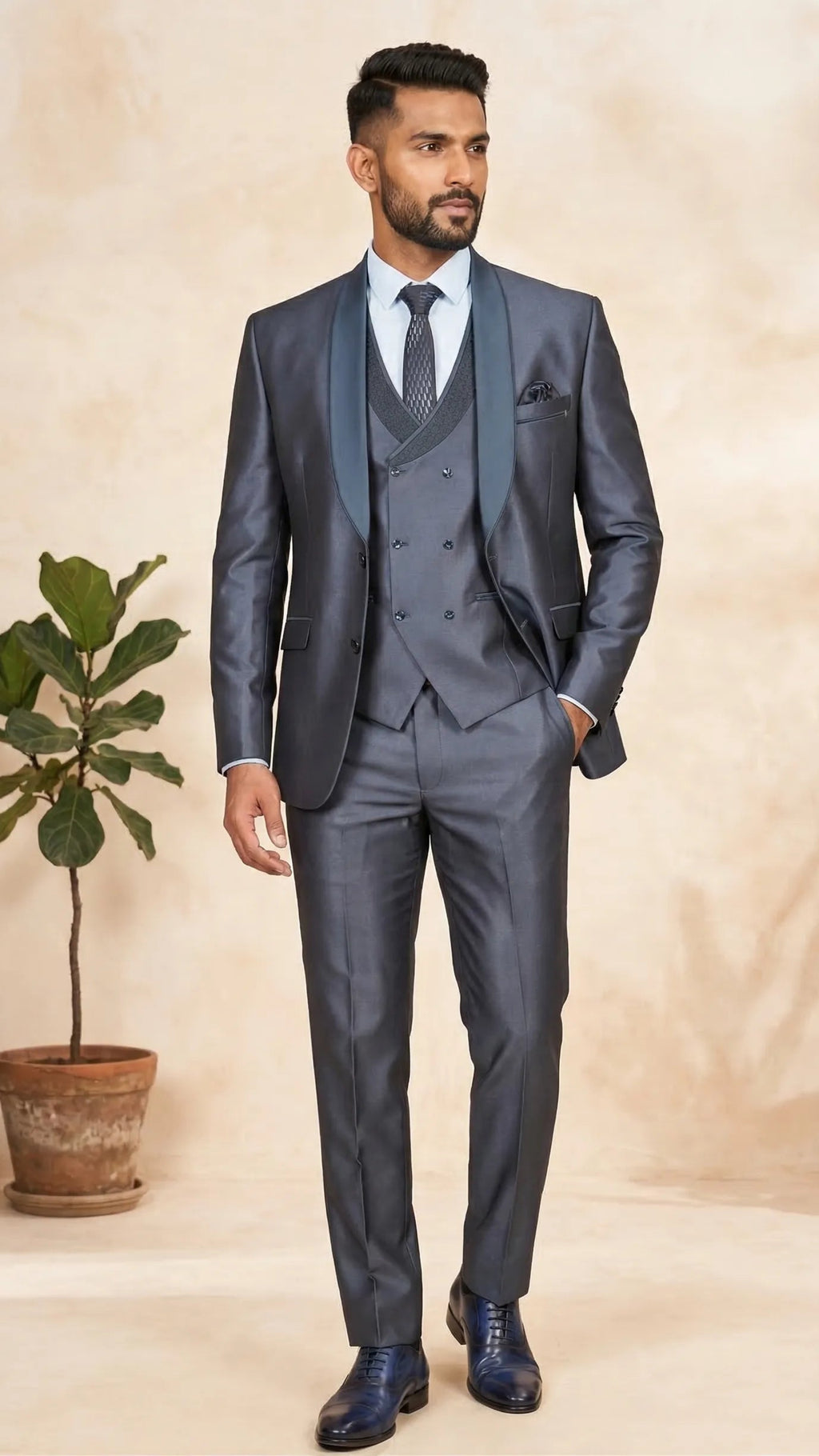 Five Piece Tuxedo (Steel Grey) by DressWalaNX