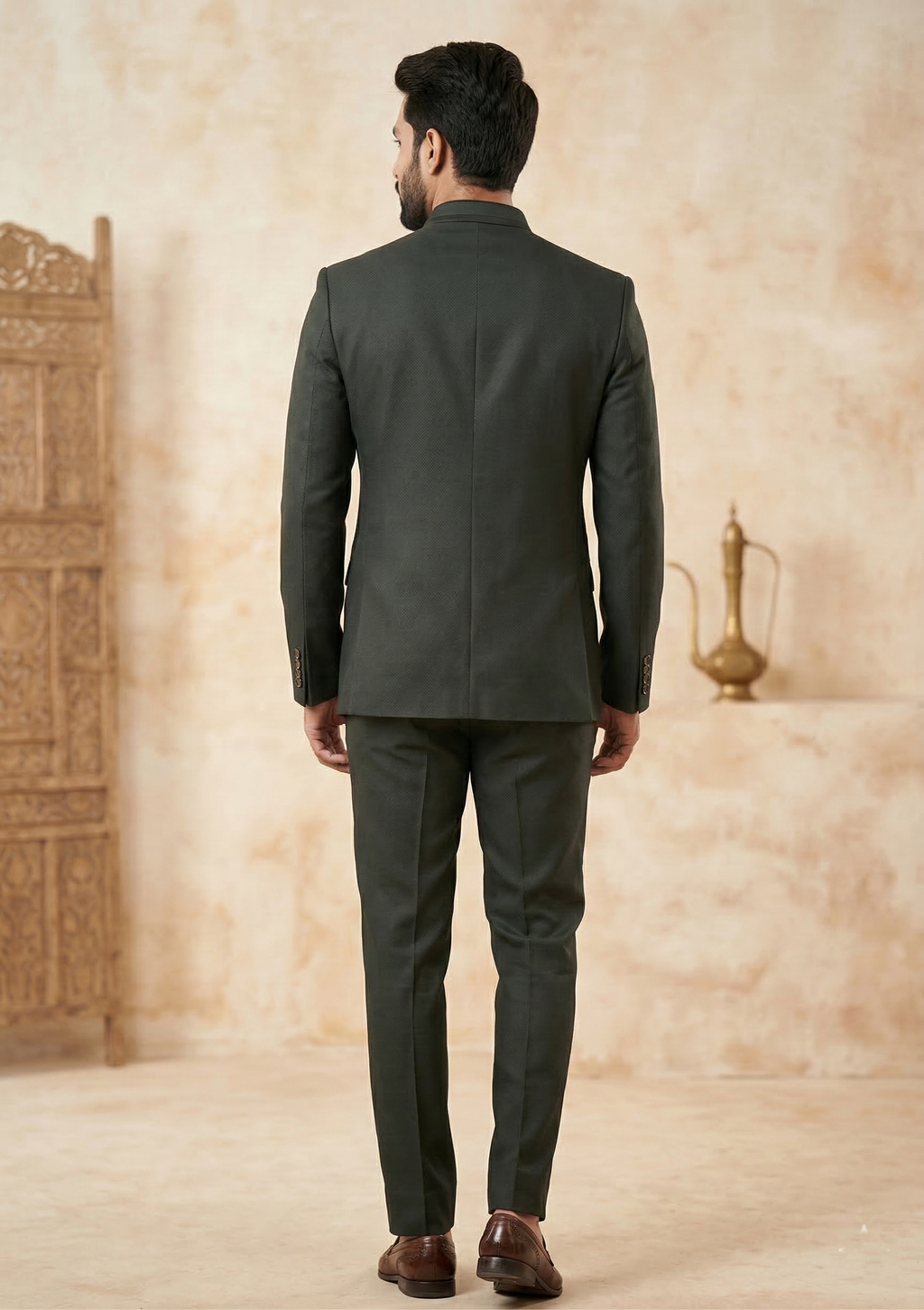 Men’s Charcoal Textured Jodhpuri Suit – Royal Bandhgala Edition