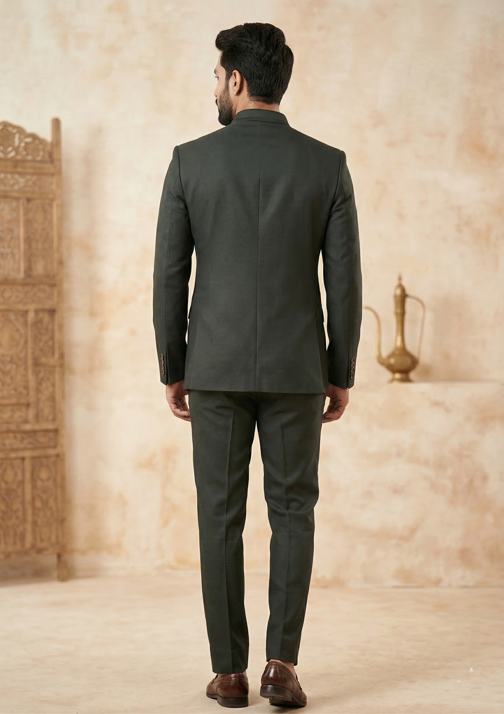 Men’s Charcoal Textured Jodhpuri Suit – Royal Bandhgala Edition