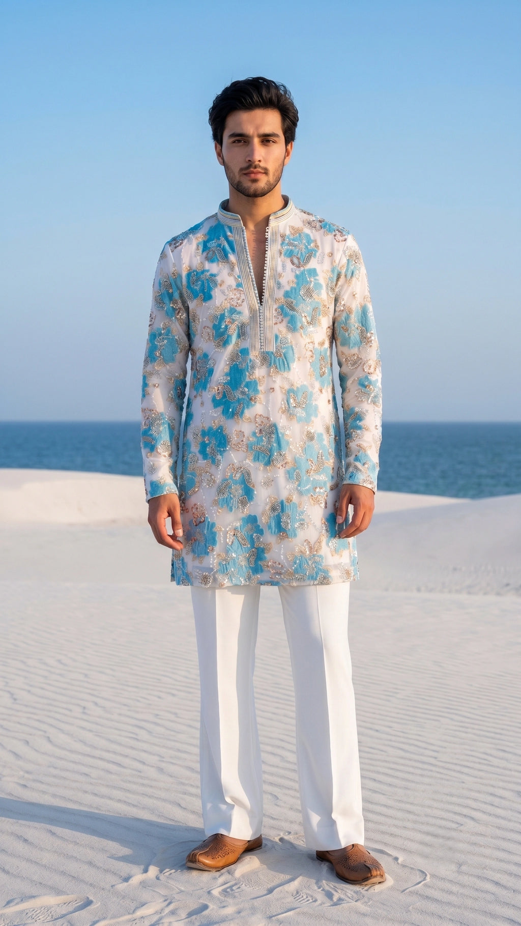 Cerulean Mirage Sequin Embroidered Kurta Set