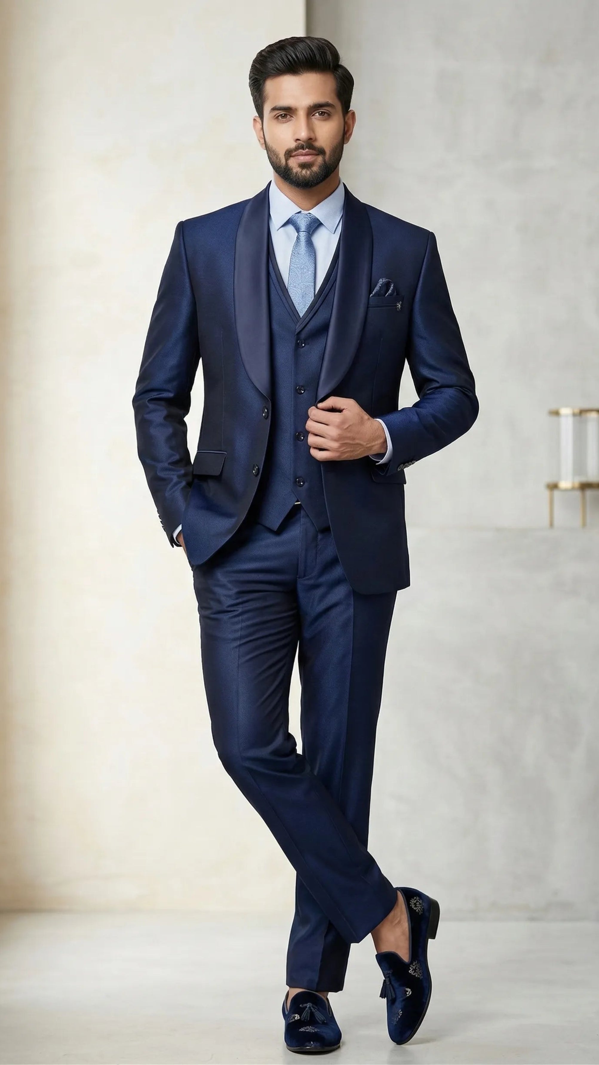 Five Piece Tuxedo (Midnight Navy) by DressWalaNX