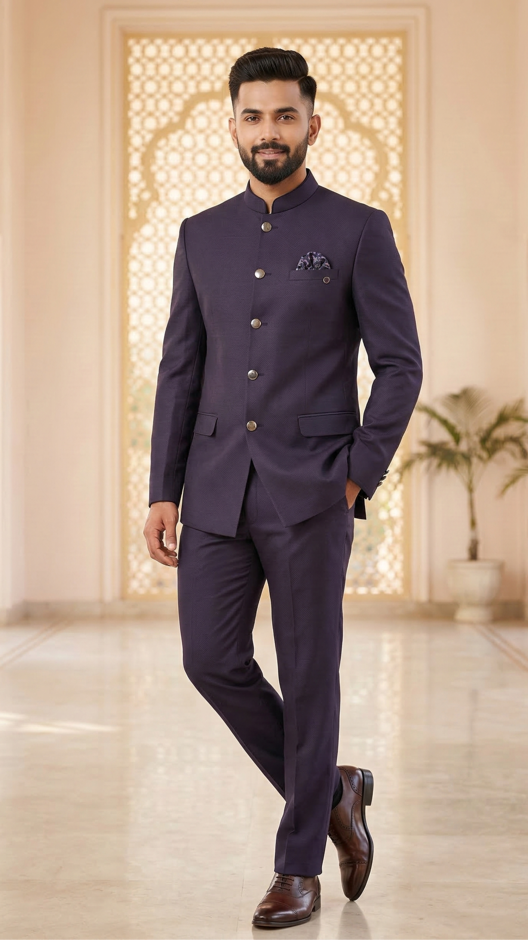 Premium Midnight Navy Bandhgala Jodhpuri Suit