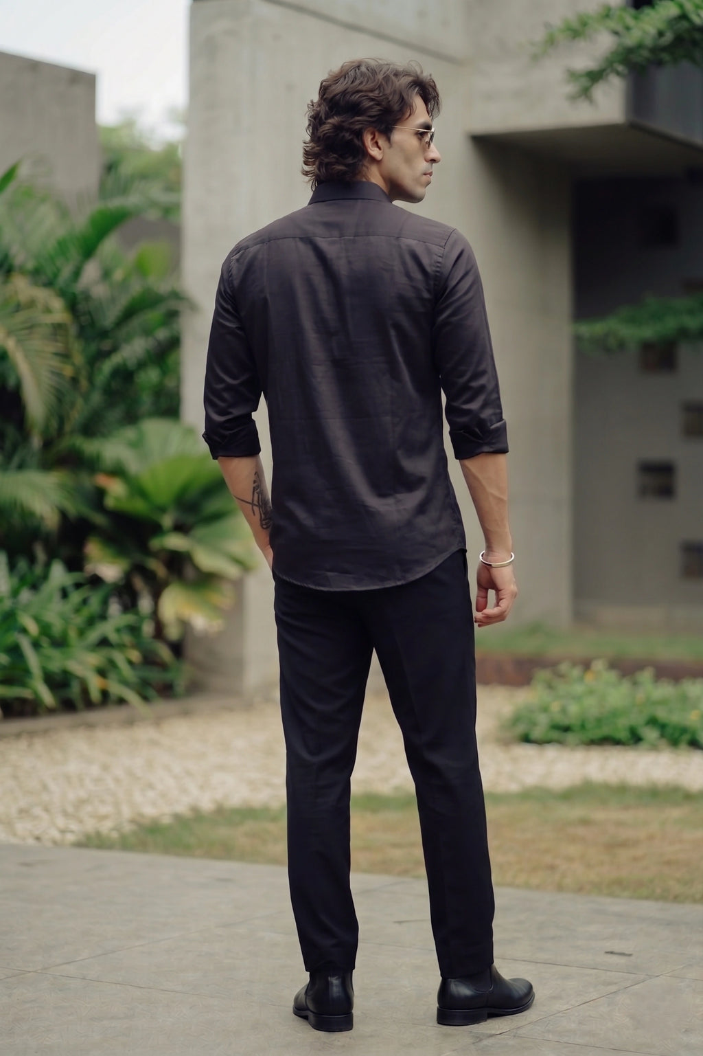 Eclipse Midnight Cloud: Intricate Embroidered Designer Shirt