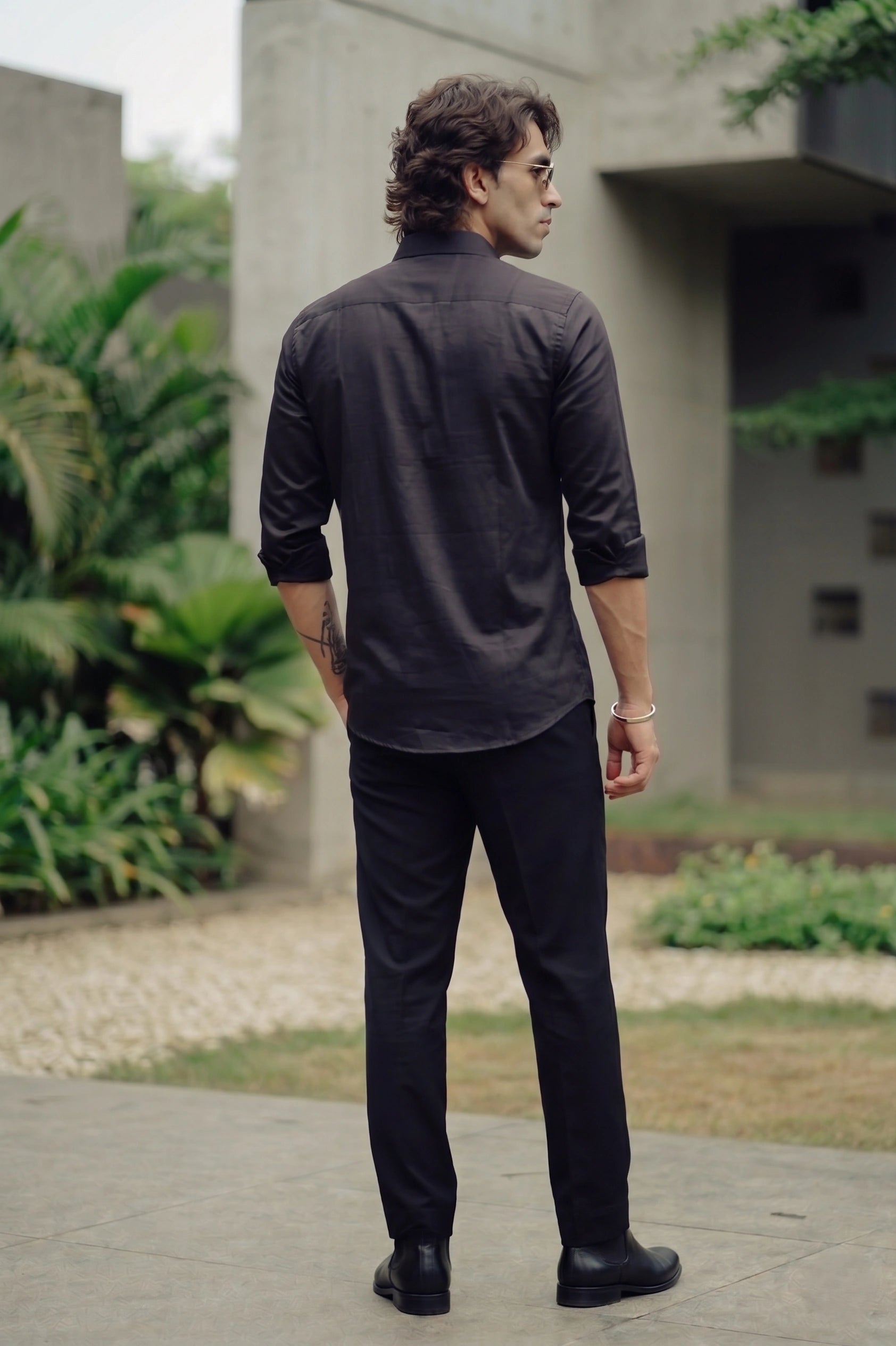 Eclipse Midnight Cloud: Intricate Embroidered Designer Shirt
