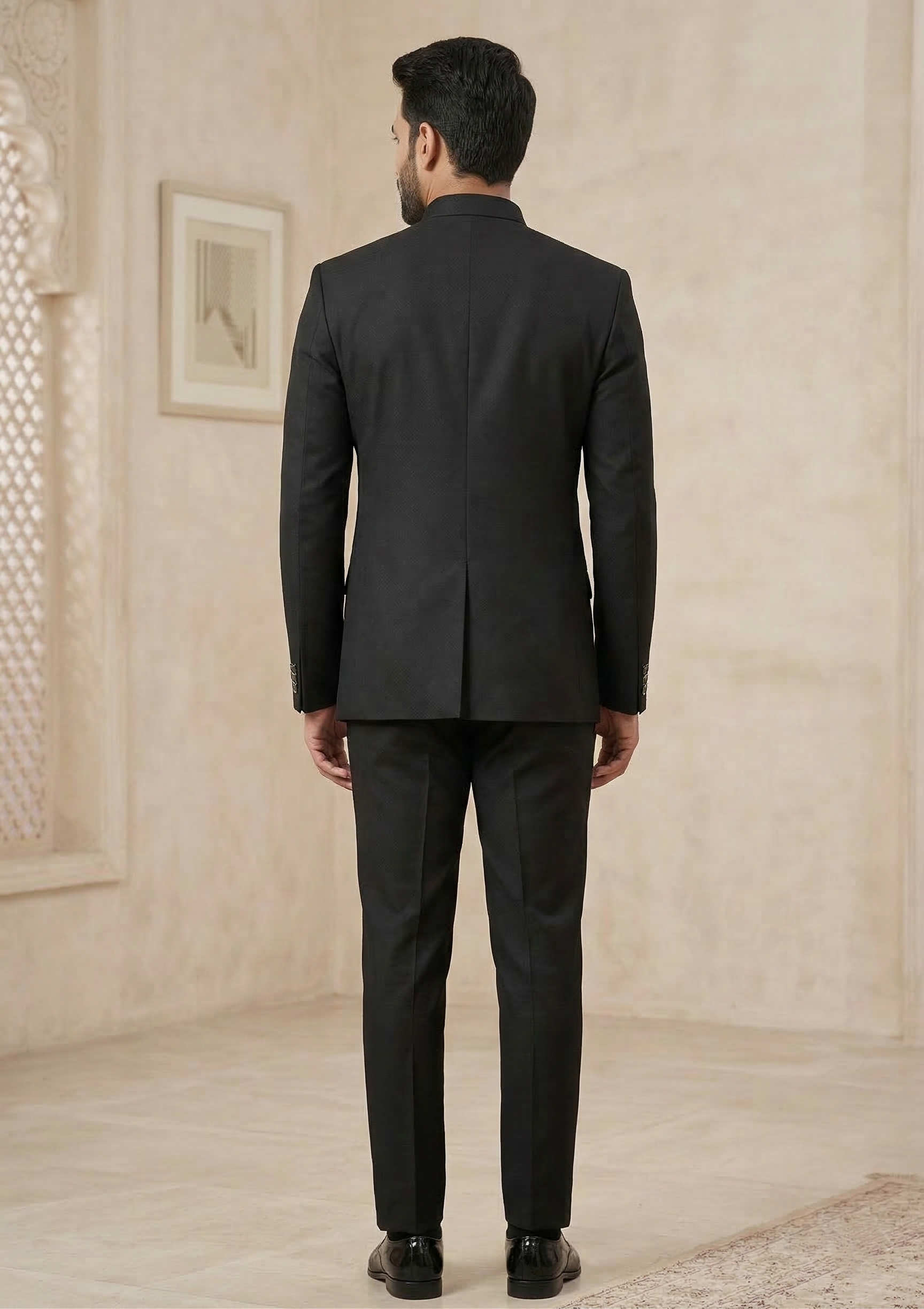 Premium Jet Black Classic Bandhgala Jodhpuri Suit