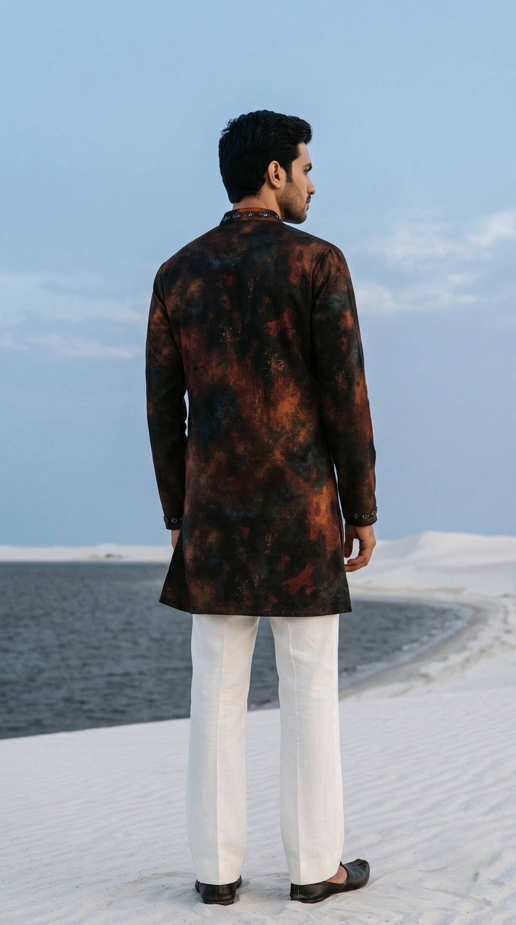 Contemporary Mirror & Thread Embroidered Silk Kurta Set