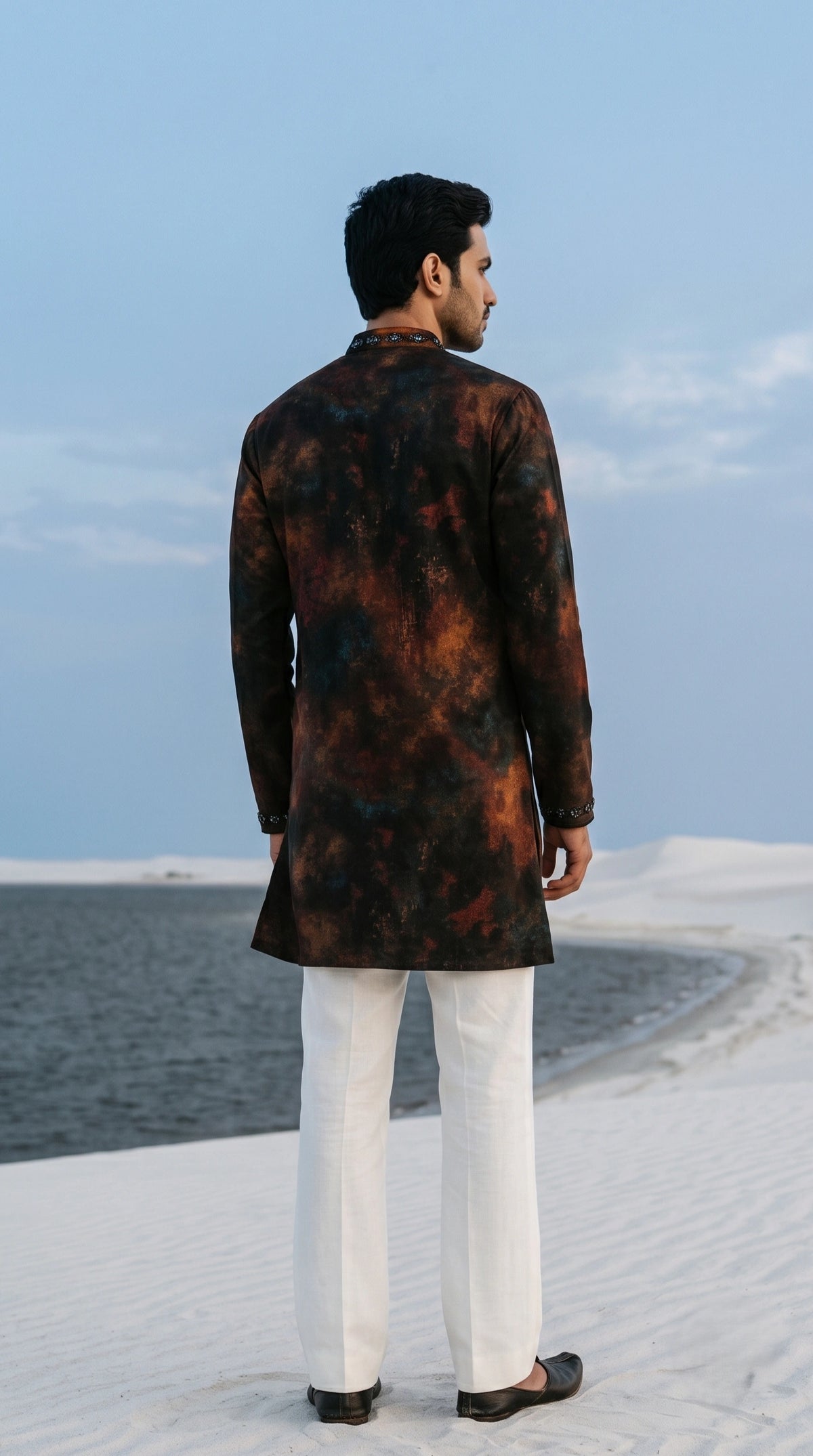 Contemporary Mirror & Thread Embroidered Silk Kurta Set