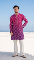 Royal Magenta & Deep Violet Ombré Bandhani Print Kurta