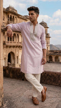Pale Blush Mirror & Sequence Embellished Festive Kurta