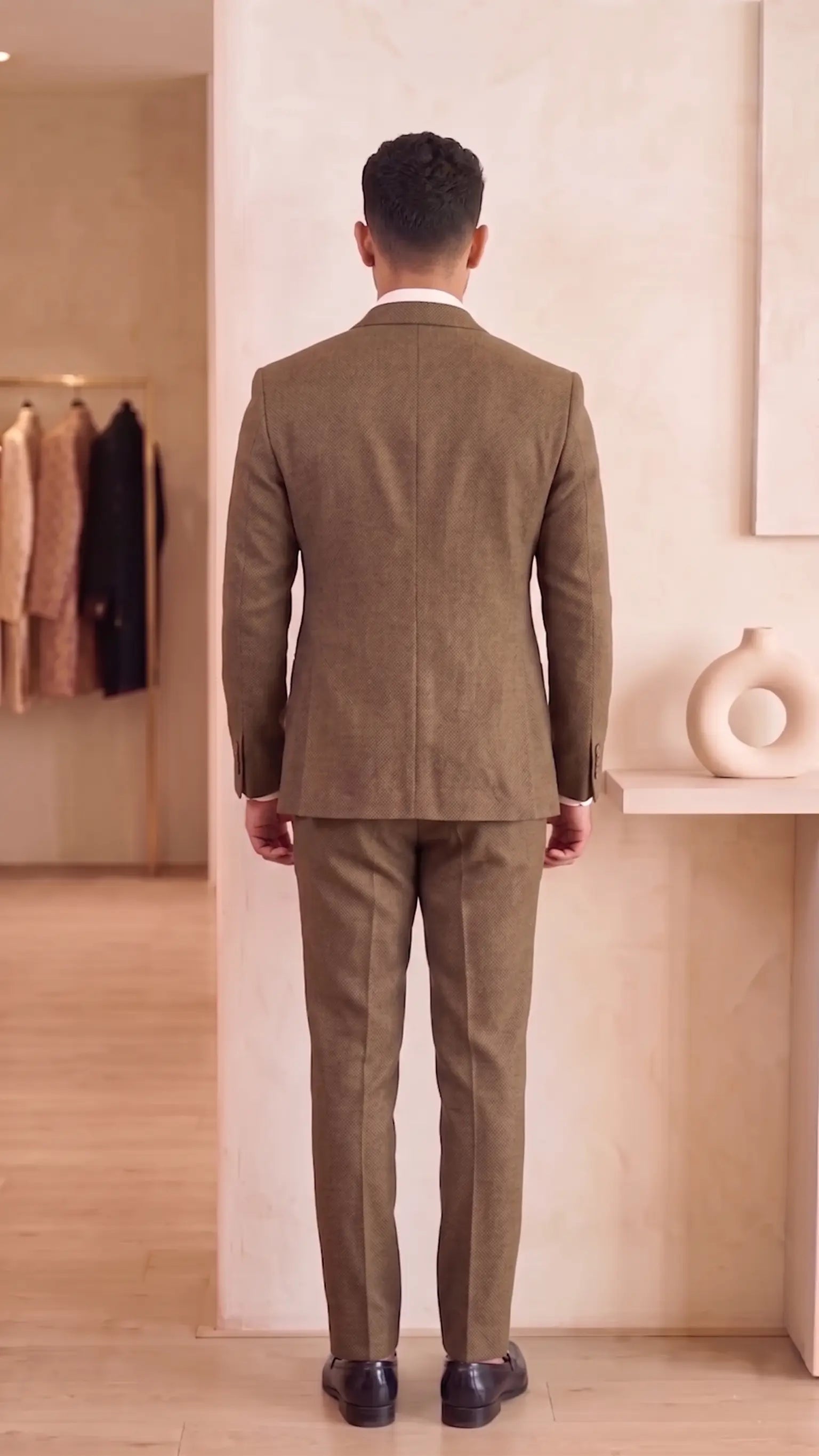 Earth-Tone Textured Two-Piece Formal Suit