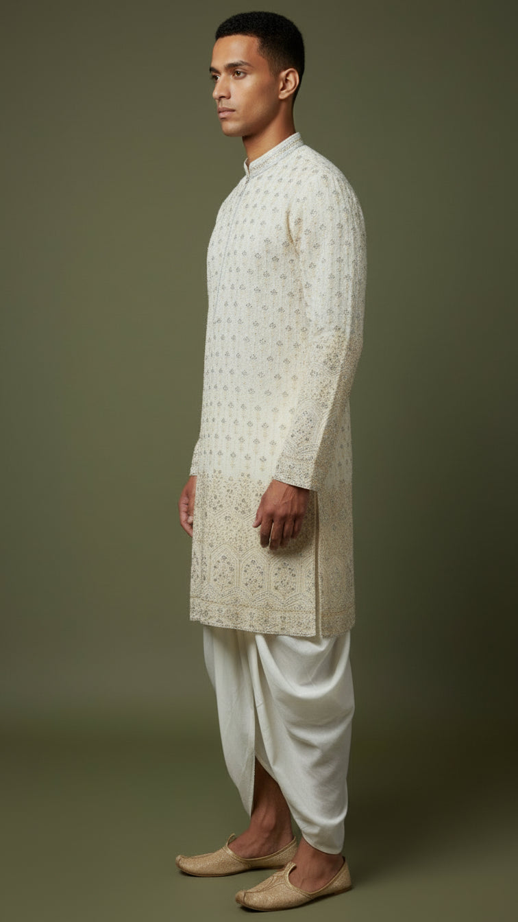 Ivory Embroidered Kurta with Patiala Salwar – Regal Wedding & Festive Set