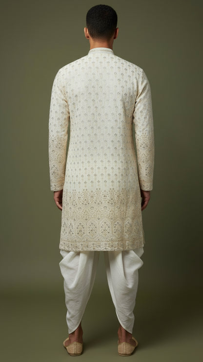 Ivory Embroidered Kurta with Patiala Salwar – Regal Wedding & Festive Set