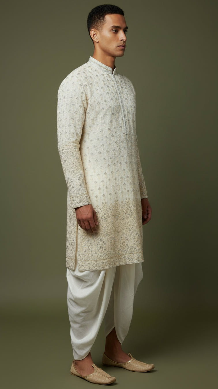 Ivory Embroidered Kurta with Patiala Salwar – Regal Wedding & Festive Set