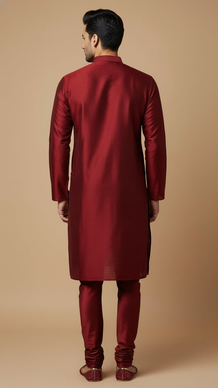 Maroon Mirror Work Men's Kurta Set | Premium Festive Wear by Dresswala NX