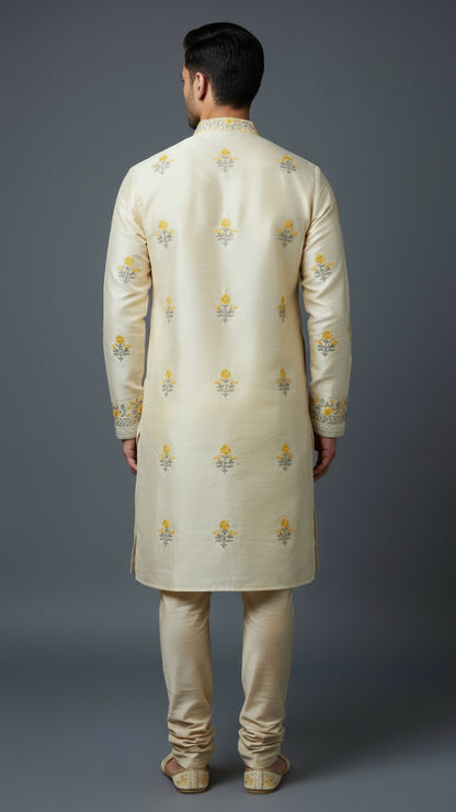 Cream Embroidered Men’s Kurta Set | Premium Wedding Wear by Dresswala NX