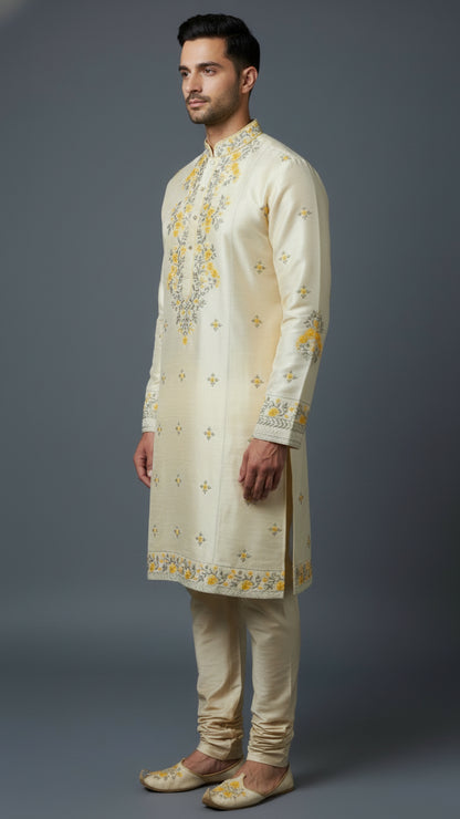 Cream Embroidered Men’s Kurta Set | Premium Wedding Wear by Dresswala NX