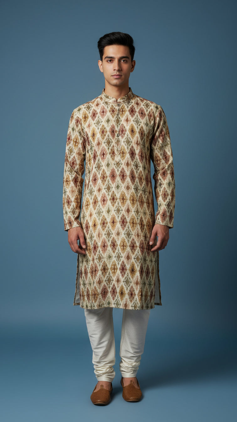 Men’s Multicolor Printed Kurta Set | Ethnic Festive Wear by Dresswala NX