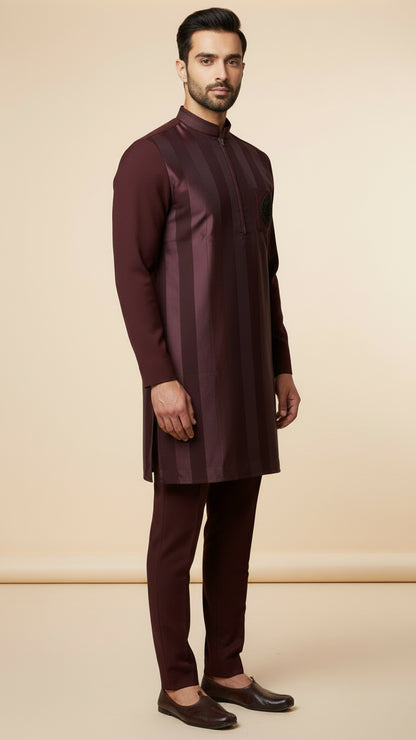 Maroon Striped Kurta Set for Men | Dresswala NX